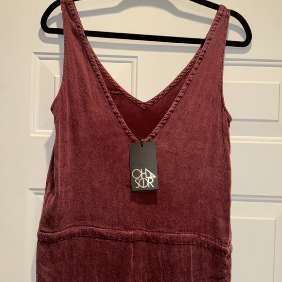 NWT CHASER Hairloom Acid wash Jumpsuit in Burgundy - Picture 8 of 10